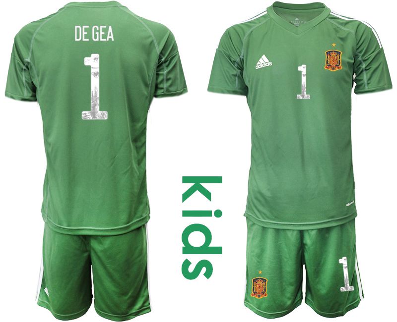 Youth 2021 World Cup National Spain army green goalkeeper #1 Soccer Jerseys->spain jersey->Soccer Country Jersey